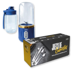Licuadora Deportiva y Juego de Cubiertos