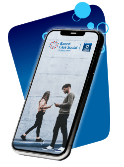 Celular con la app actualizada del Banco Caja Social