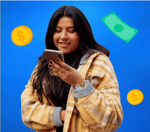 Joven usando la aplicación del Banco Caja Social