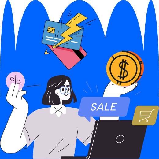 Vector de una mujer realizando pagos en su computador