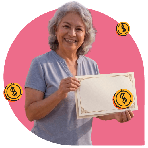 Mujer pensionada feliz con el Banco Caja Social