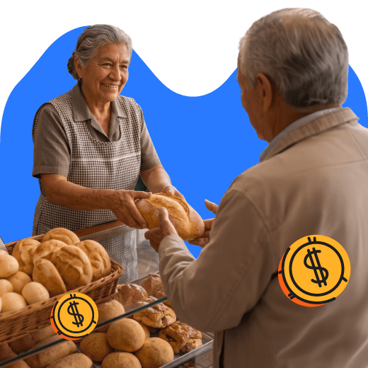 Pensionado haciendo compras en una tienda 