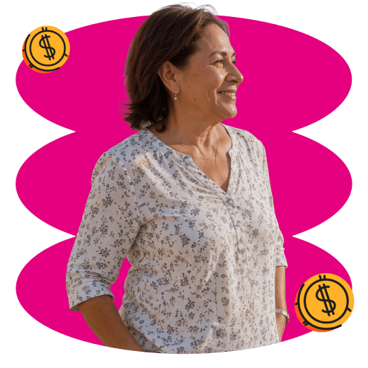 Mujer pensionada feliz con el Banco Caja Social