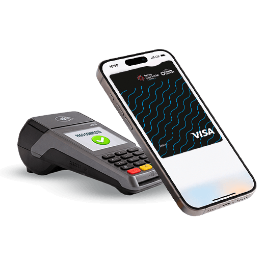 Celular y datáfono para pagos sin contacto