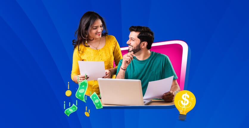 Pareja feliz realizando el curso para asalariados “Construyendo el camino para tu libertad financiera”