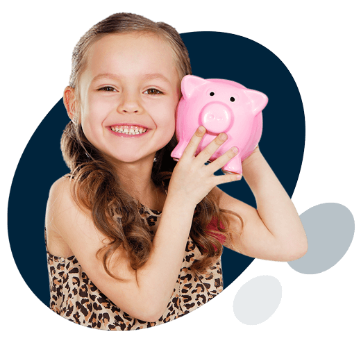 Niña con cuenta de ahorros para niños y jóvenes tuticuenta