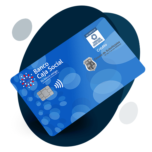 Tarjeta de Crédito de color azul y versión Círculo de Suboficiales de las FFMM del Banco Caja Social