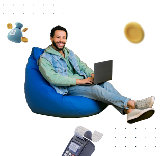 Hombre sentado con su computador