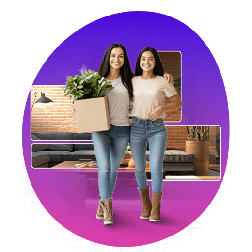 Madre e hija en su nueva casa