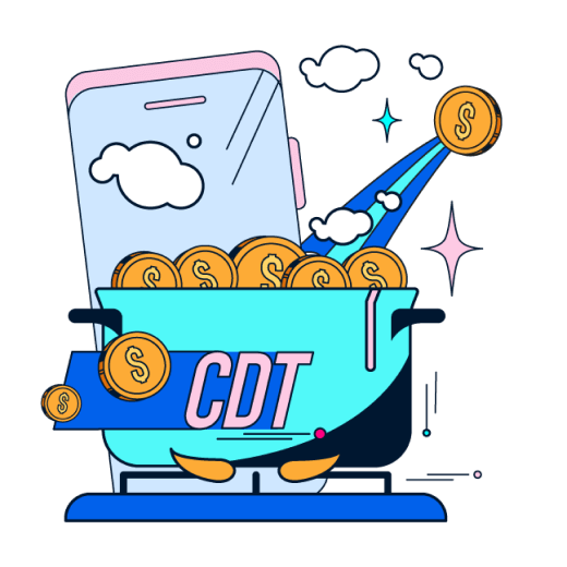 Vector de un celular y dinero para CDT